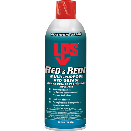 Red & Redi Multi-Purpose Red Grease, 16 oz., Aerosol Can Sécurité Médic