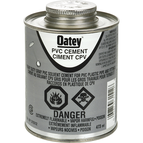 PVC Heavy-Duty Cement, 473 ml, Brush-Top Can, Grey Sécurité Médic