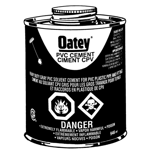 PVC Heavy-Duty Cement, 946 ml, Brush-Top Can, Grey Sécurité Médic