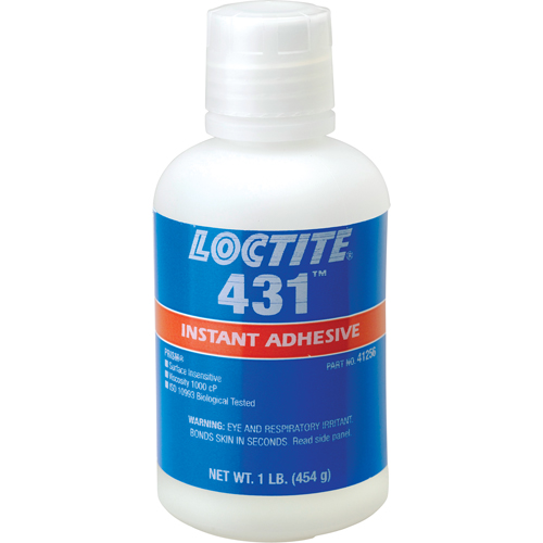 431 Surface Insensitive Instant Adhesive, Clear, Bottle, 454 g Sécurité Médic