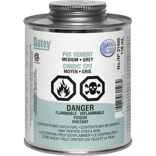 PVC Cement, 0.250 lbs, Brush-Top Can, Grey Sécurité Médic