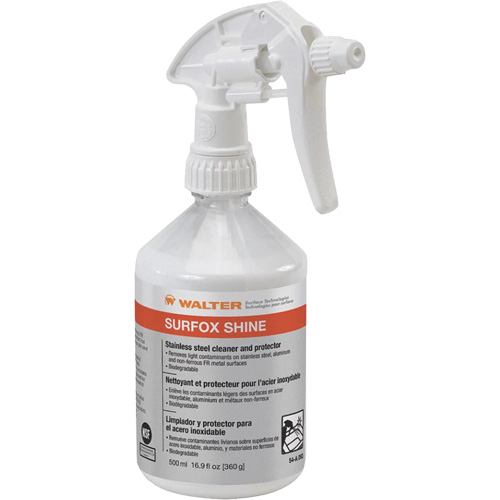 Nettoyant & protecteur pour acier inoxydable Surfox Shine, 500 ml, Bouteille &agrave; g&acirc;chette Sécurité Médic