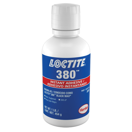 380 Toughened Instant Adhesives, Black, Bottle, 453 g Sécurité Médic
