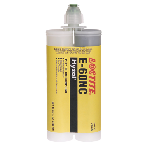 Adh&eacute;sifs structuraux non corrosifs pour les composants &eacute;lectriques E-60NC, 400 ml, Cartouche double, Deux composants, Noir Sécurité Médic