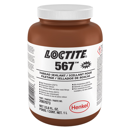 567 High Temperature Thread Sealant, Bottle, 1 L, -53.88° C - 204° C/-65° F - 400° F Sécurité Médic