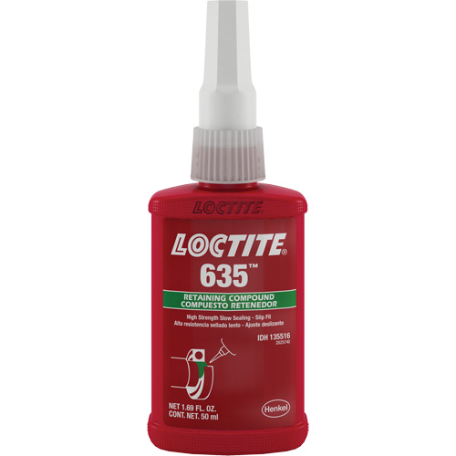 Compos&eacute; de retenue Loctite 635, 50 ml, Bouteille, Vert Sécurité Médic