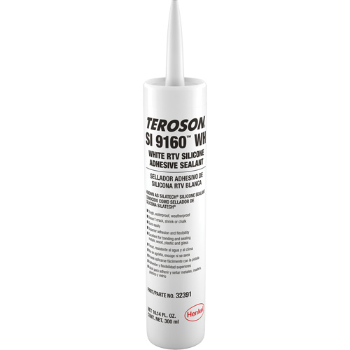 Teroson&reg; SI 9160 Silicone Sealant, Cartridge, White Sécurité Médic