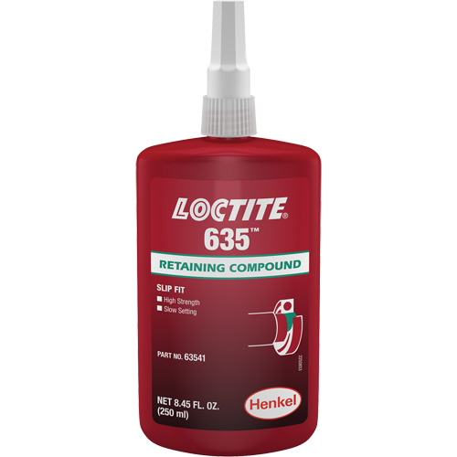Compos&eacute; de retenue Loctite 635, 250 ml, Bouteille, Vert Sécurité Médic