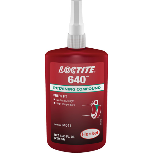 Loctite&reg; 640 Retaining Compound, 250 ml, Bottle, Green Sécurité Médic