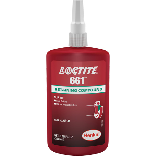 Compos&eacute; de retenue Loctite 661, 250 ml, Bouteille, Jaune Sécurité Médic