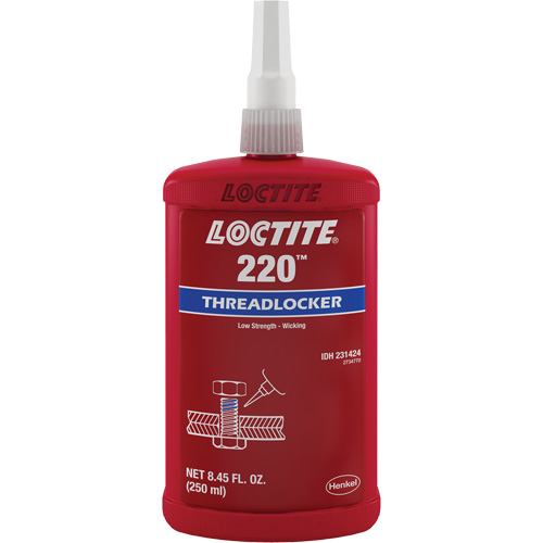 220 Threadlocker, Blue, Medium, 250 ml, Bottle Sécurité Médic