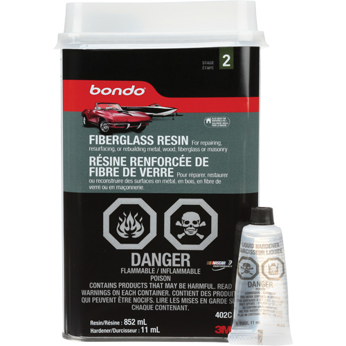 R&eacute;sine de fibre de verre Bondo, Deux composants, 852 ml, Bouteille, Blanc cass&eacute; Sécurité Médic