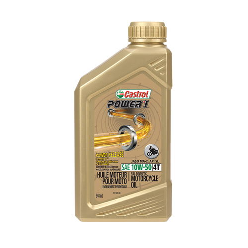Huile pour moteur de moto 10W50 POWER 1, 946 ml, Bouteille Sécurité Médic