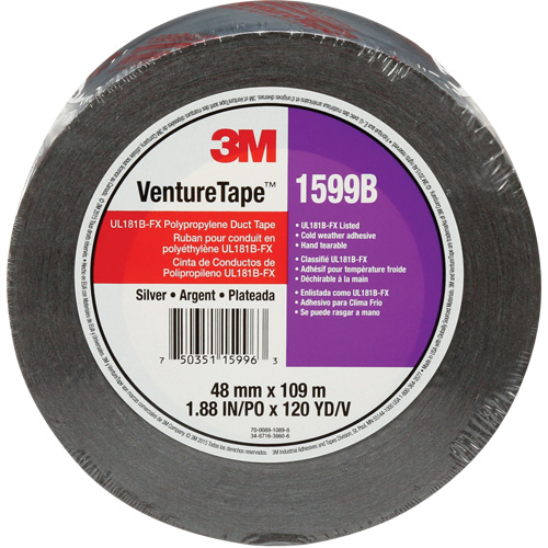 1599B Venture Tape Polypropylene Tape, 3 mils, Silver, 48 mm (2") x 109.7 m (359.9') Sécurité Médic