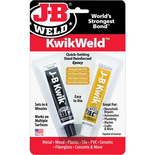 Colle &eacute;poxyde KwikWeld, Deux composants, Tube, 2 oz, Gris Sécurité Médic