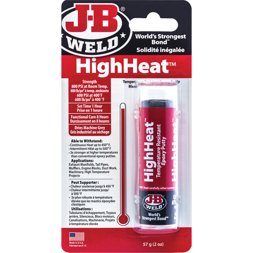 Colle &eacute;poxyde r&eacute;sistant aux temp&eacute;ratures &eacute;lev&eacute;es HighHeat, 2 oz, B&acirc;ton, Gris Sécurité Médic