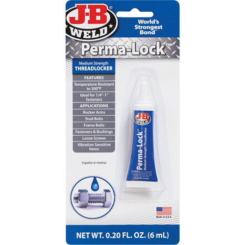 Perma-Lock Threadlocker, Blue, Medium, 6 ml, Tube Sécurité Médic