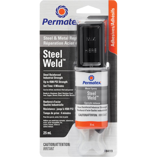 Colle &eacute;poxyde Steel Weld, 25 ml, Seringue, Deux composants, Gris Sécurité Médic