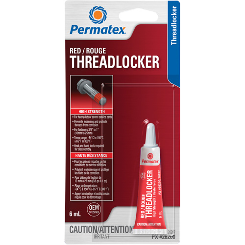Permanent Strength Threadlocker, Red, High, 6 ml, Tube Sécurité Médic