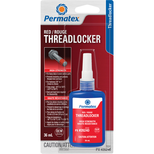 Permanent Strength Threadlocker, Red, High, 36 ml, Bottle Sécurité Médic