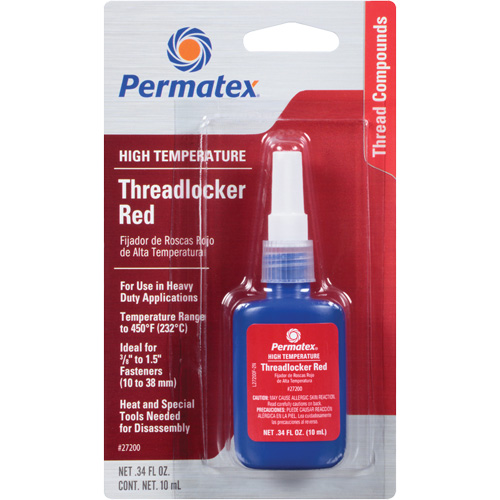 High Temperature Threadlocker, Red, High, 10 ml, Bottle Sécurité Médic