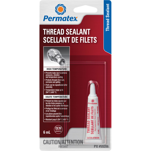 Scellant pour filetage haute temp&eacute;rature, Tube, 6 ml, -54° C - 204° C/-65° F - 400° F Sécurité Médic