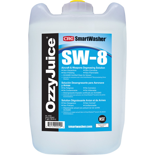 Solution de d&eacute;graissage pour avions et armes SW-8 SmartWasher Ozzyjuice, Cruche Sécurité Médic