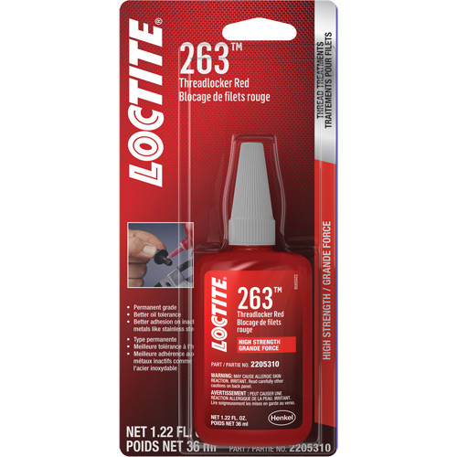 263 Threadlocker, Red, High, 36 ml, Bottle Sécurité Médic