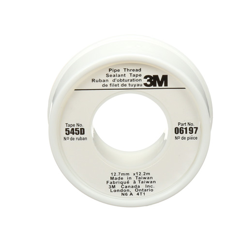 Scotch&reg; Thread Sealant Tape, 480" L x 1/2" W, White Sécurité Médic
