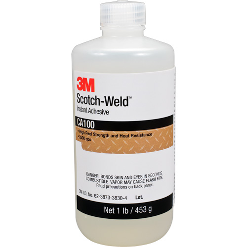 Adh&eacute;sif instantan&eacute; CA100 Scotch-Weld, Blanc cass&eacute;, Bouteille, 1 lb Sécurité Médic