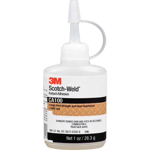 Adh&eacute;sif instantan&eacute; CA100 Scotch-Weld, Blanc cass&eacute;, Bouteille, 1 oz Sécurité Médic