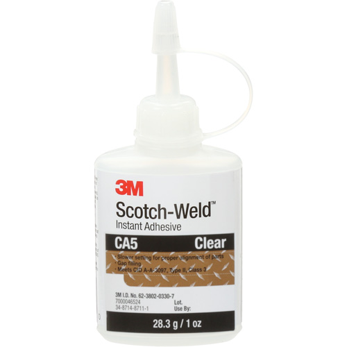 Adh&eacute;sif instantan&eacute; CA5 Scotch-Weld, Transparent, Bouteille, 1 oz Sécurité Médic