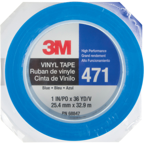 471 Vinyl Tape, 25.4 mm (1") W x 32.9 m (108') L, 5.3 mils, Blue Sécurité Médic