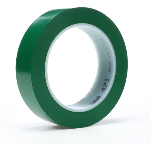 471 Vinyl Tape, 19 mm (3/4") W x 32.9 m (108') L, 5.2 mils, Green Sécurité Médic