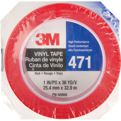 471 Vinyl Tape, 25.4 mm (1") W x 32.9 m (108') L, 5.3 mils, Red Sécurité Médic