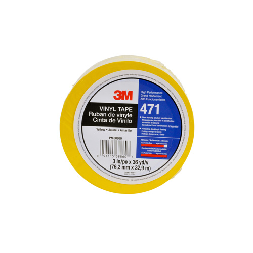 Ruban en vinyle 471, 12 mm (1/2") la x 32,9 m (108') lo, 5,2 mils, Jaune Sécurité Médic