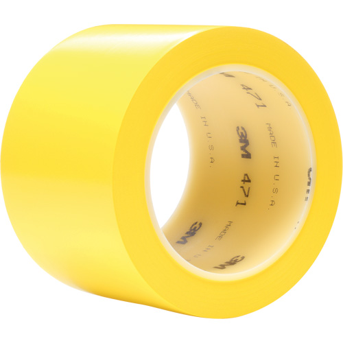 471 Vinyl Tape, 76.2 mm (3") W x 32.9 m (108') L, 5.2 mils, Yellow Sécurité Médic
