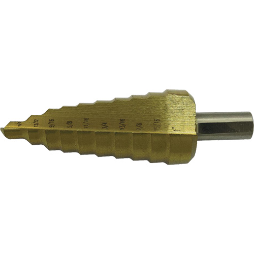 Jet-Kut&reg; 9-Step Super Premium M35 Step Drill, 1/4" - 3/4" , 1/16" Increments, High Speed Steel Sécurité Médic