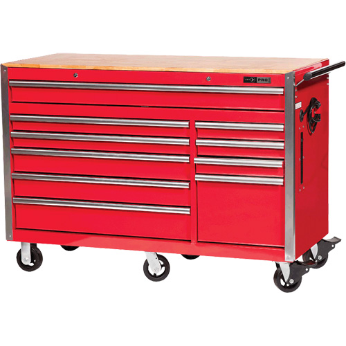 PRC5610 Armoire &agrave; rouleaux s&eacute;rie Pro, 10 tiroirs, 55-9/10" la x 24-1/10" p x 39-7/10" h, Rouge Sécurité Médic