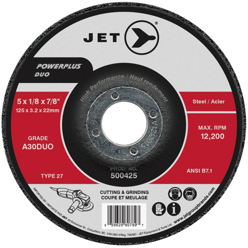 Powerplus DUO Cutting/Grinding Wheel, 4-1/2" x 1/8", 7/8" Arbor, Type 27, A30DUO Grit Sécurité Médic