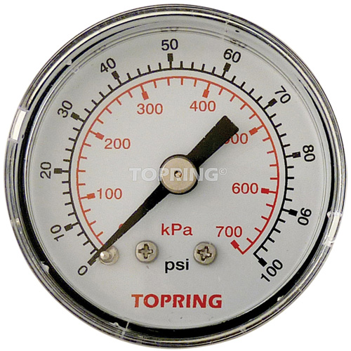 Pressure Gauge, 1-1/2" , 0 - 100 psi, Back Mount, Analogue Sécurité Médic