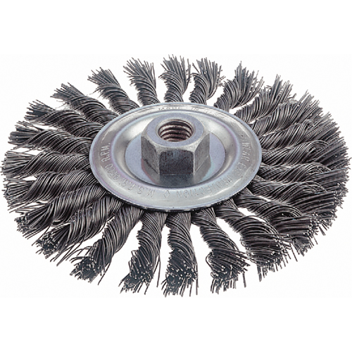 Knot Wire Wheel Brushes - Standard Twist Knot, 6" Dia., 0.023" Fill, 5/8"-11 Arbor, Steel Sécurité Médic