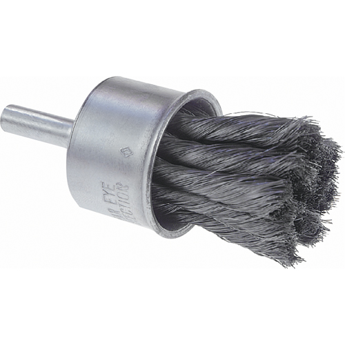 Knot Wire End Brush, 1" Dia., 0.006" Wire Dia., 1/4" Shank Sécurité Médic