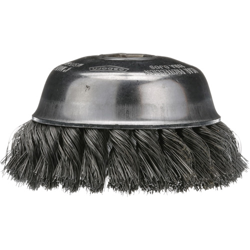 Knotted Cup Brush, 4" Dia. x 5/8"-11 Arbor Sécurité Médic
