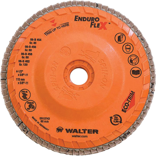 Enduro-Flex Flap Disc, 4-1/2" x 5/8"-11, Type 27, 80 Grit, Zirconia Alumina Sécurité Médic