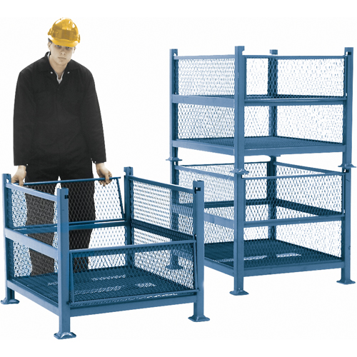 Open Mesh Containers, 2 Drop Gates, 2500 lbs. Capacity, 34.5" W x 40.5" D x 32.25" H Sécurité Médic