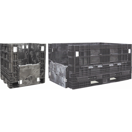Collapsible Structural Polyethylene Containers, 30" L x 32" W x 25" H, Black Sécurité Médic