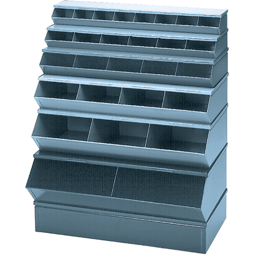 Bacs sectionnels superposables, Cap. 100 lb, 37" la x 12" p x 4-1/2" h, Bleu Sécurité Médic
