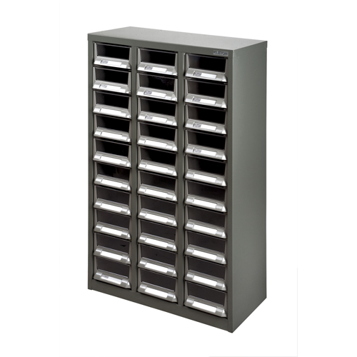 Casiers pour pi&egrave;ces KPC-200, Acier galvanis&eacute;, 30 tiroirs, 21-3/10" x 10-2/5" x 36-9/10", Gris Sécurité Médic