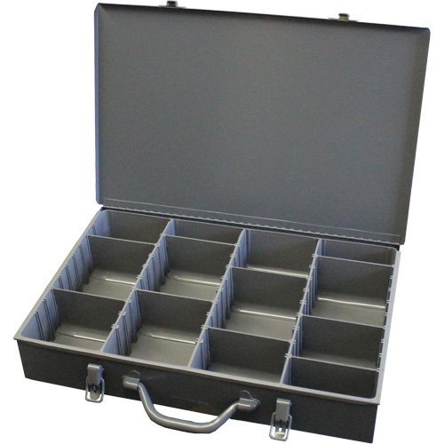 Boîtes &agrave; compartiments ajustables, Acier, Variable compartiments, 13-3/8" la x 9-1/4" p, 2" h, Gris Sécurité Médic